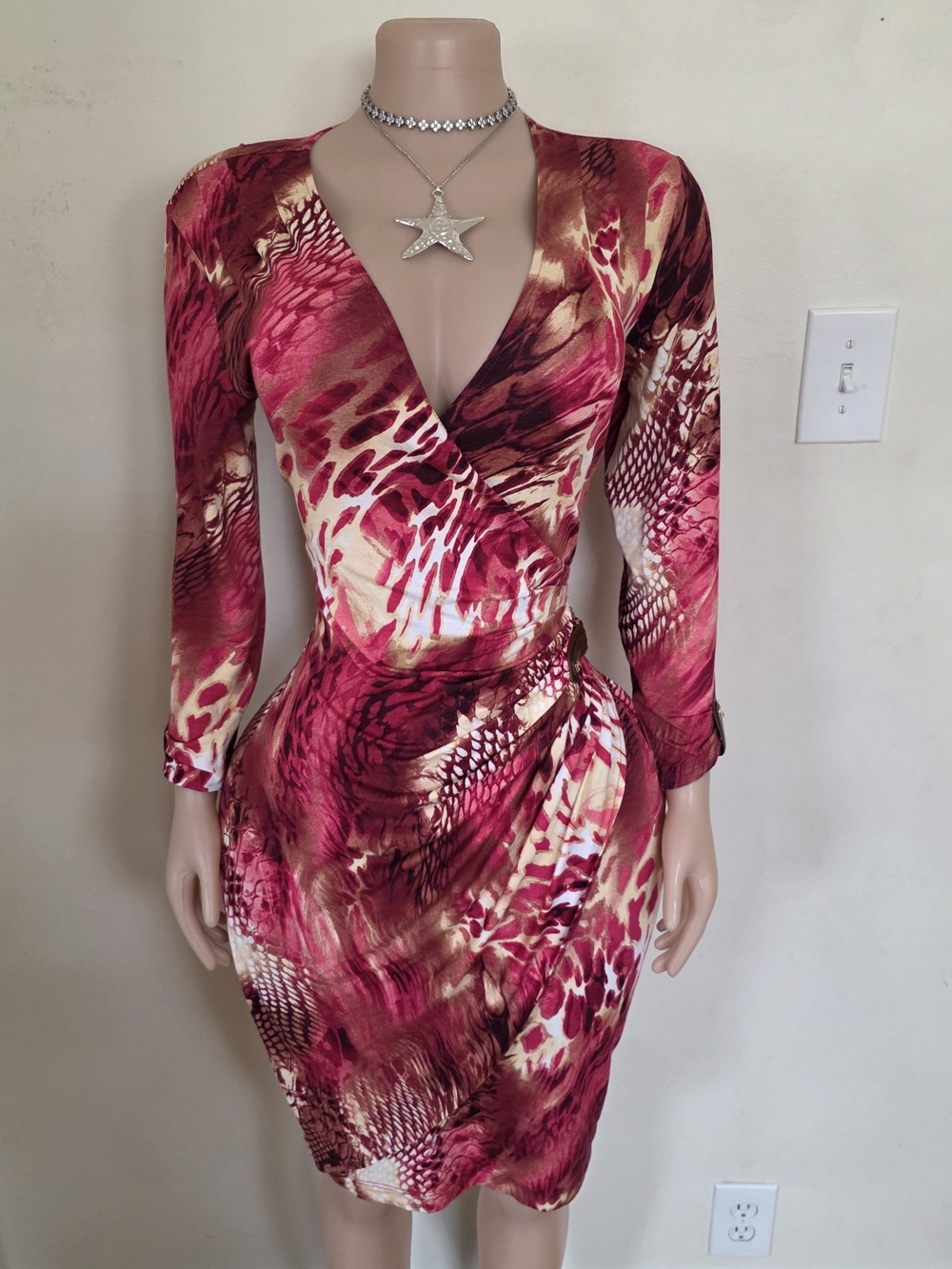 Cache Pink and Cream Animal Print Wrap Dress